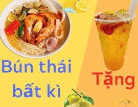 khuyến mãi đặc biệt: tặng trà tắc khi mua bún thái